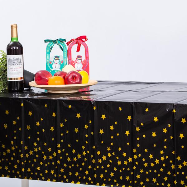 CPP Black Plastic Tablecloth Waterproof Plastic Table Covers For Party