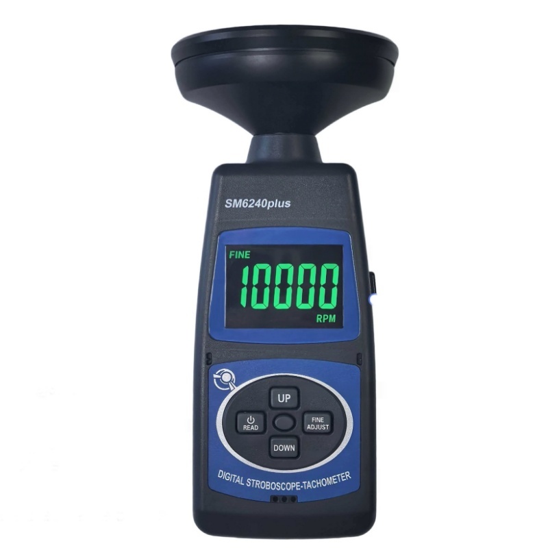 SM6240Plus 5 Digits LCD Digital Stroboscope Tachometer with Backlight for Non-contact Detection and 0.05% Accuracy