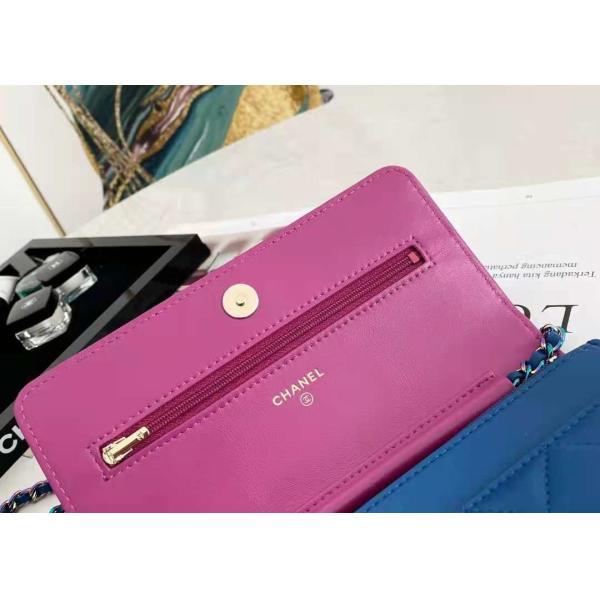 Inclined Shoulder Cowhide 19cm Luxury Brand Wallet With Chain