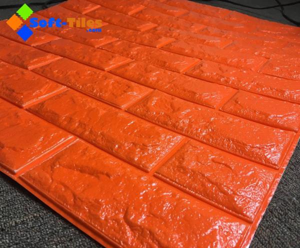 Folha amarela brilhante da decoração da parede de tijolo da espuma 3d da cor 770*700mm