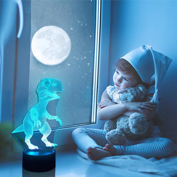 Dinosaur 3D Night Light 7 Colors Change with Remote Control Good Night light for Nursery or Kids Bedroom