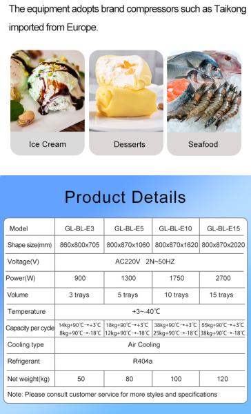 Capacidade Equipamento Hoteleiro Comercial Equipamento Comercial de Catering -90 a -18 graus