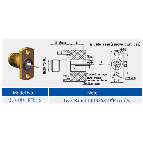2.4mm Hermetically Seal Brass Female Flange Mount RF Coaxial Connector