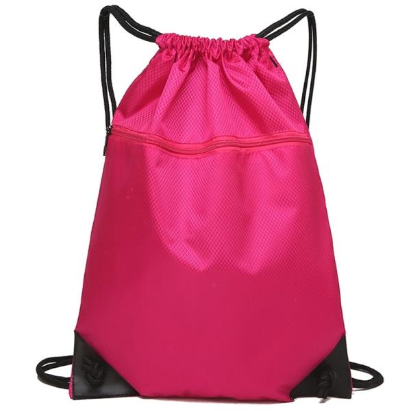 Eco Friendly Outdoor Waterproof Bag / Drawstring Backpack With Front Zipper Pocket