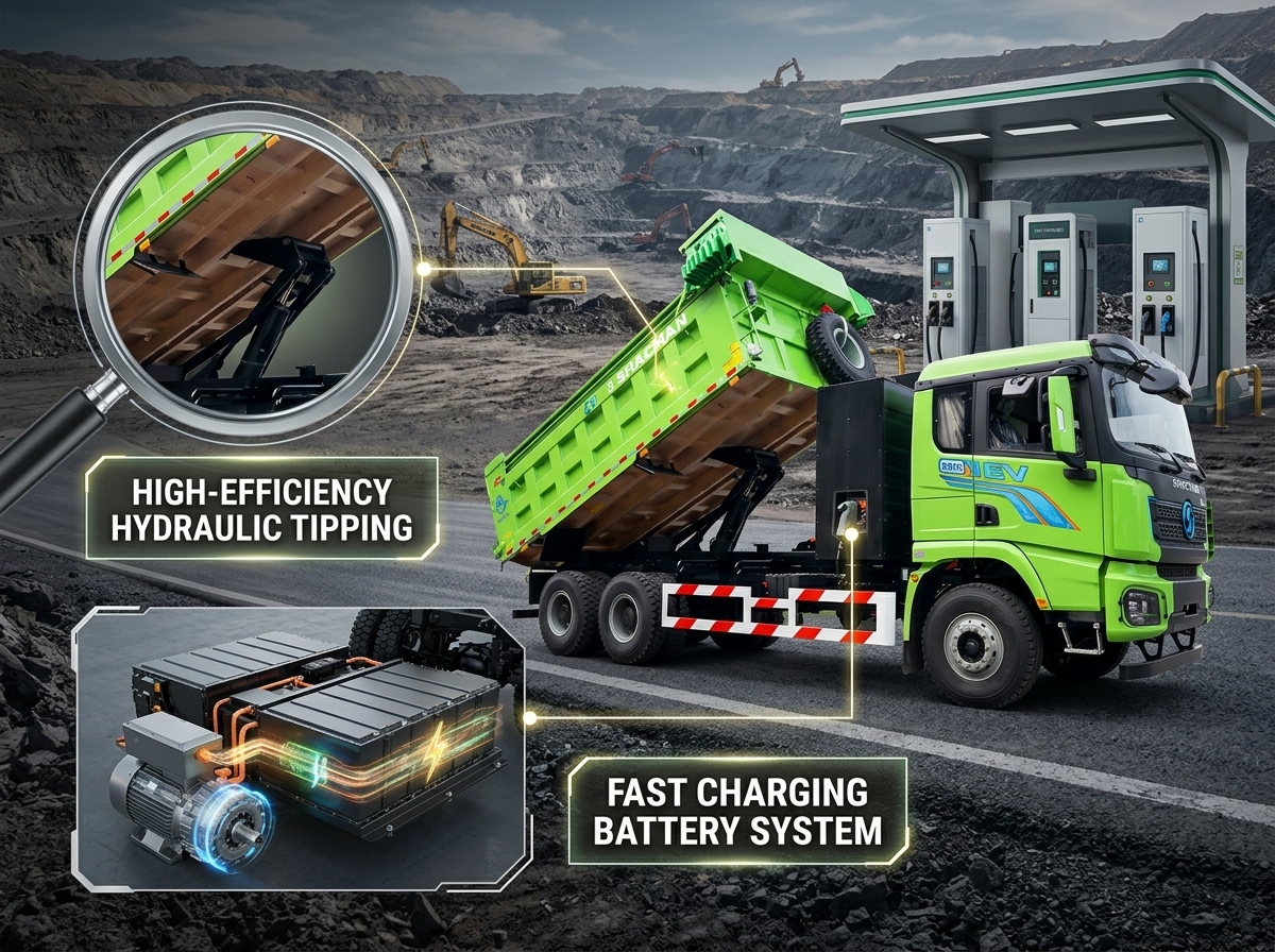 Efficient Shacman X5000e 6x4 Electric Mining Dump Truck 400kWh Battery Low Cost Transport