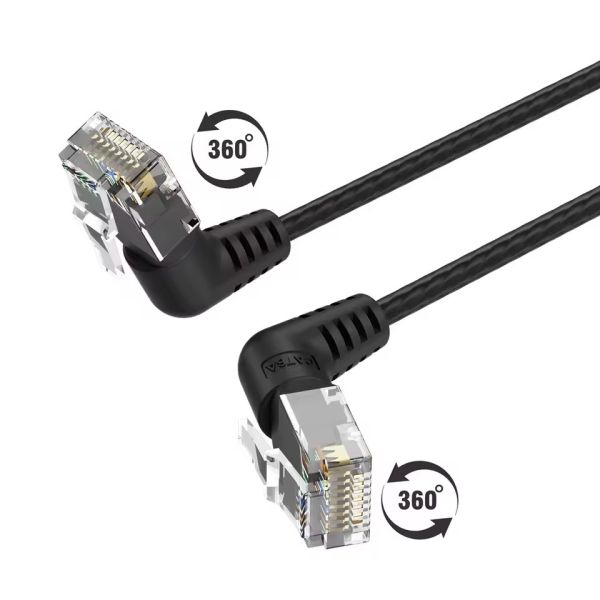 CAT6A Ethernet Cable 10Gbps 90 / 360 Degree Rotation Patch Cord Rj45 Connector For Laptop Router Network Lan Cable