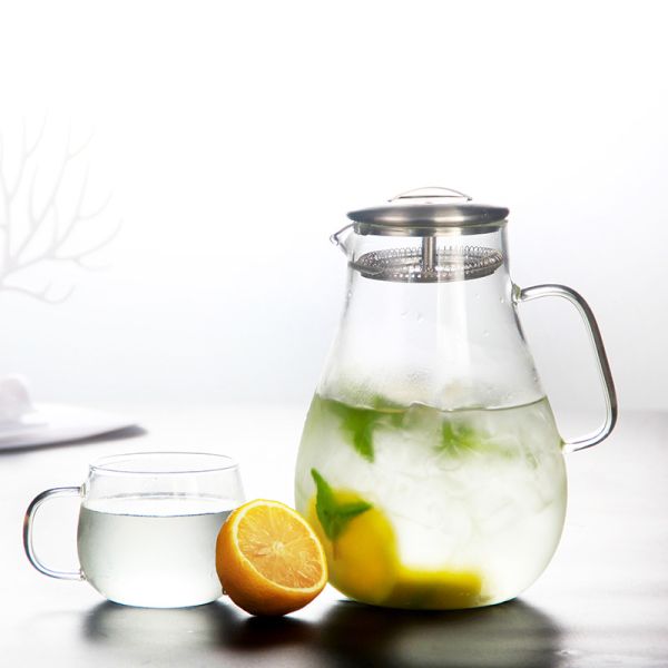 1.8L Clear Heat Resistant Glass Jugs With Handle Classic Design Tea Glass Kettle