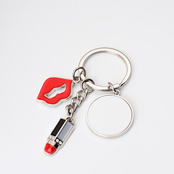 Stylish Key Ring Sublimation Blank Couple Keychain With Lipstick Lips Heart For Gifts