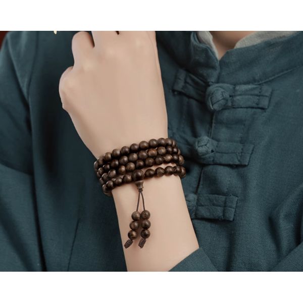 Soft Silk Aloeswood Bracelet Authentic Qinan Bracelet Old Material 108 Nian Zhu Buddha Beads Agarwood