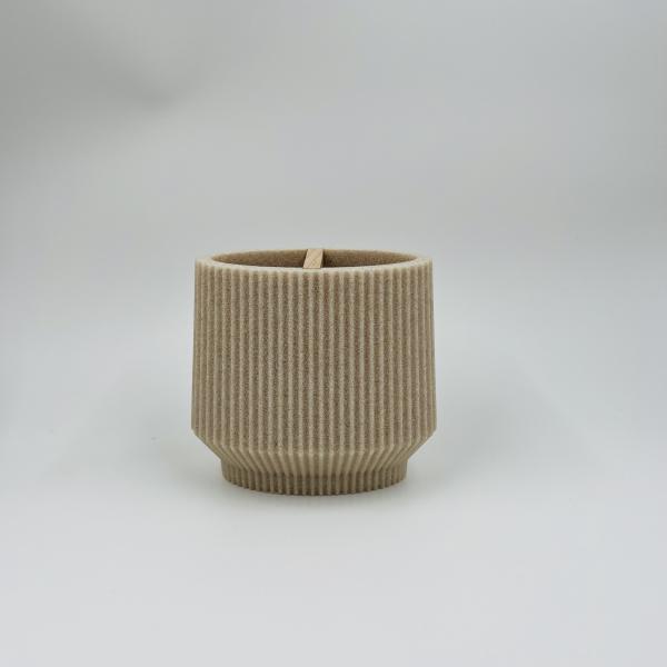 Conjunto de accesorios de baño de piedra y arena con forma redonda y banda vertical con costillas