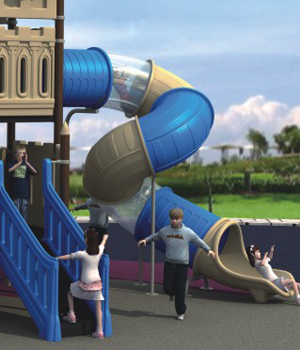 Red Blue Yellow  Outdoor Playground Equipment For Park  1040 x 550 x 540