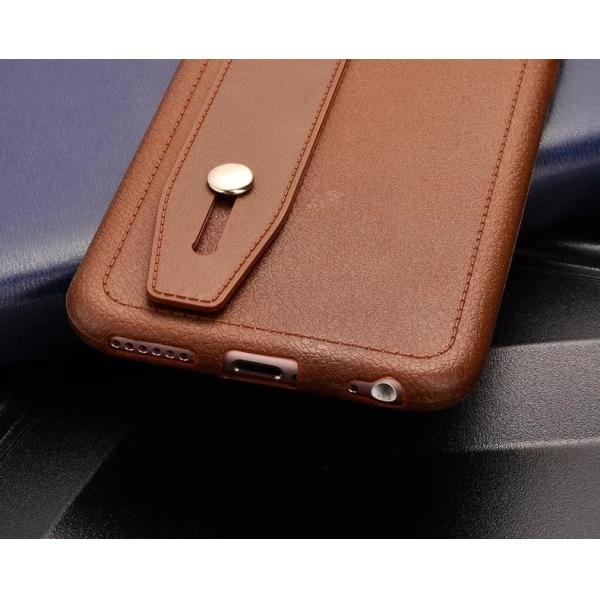Leather pattern TPU pure color shockproof ultra thin brown soft case with stand for IphoneX 8 7plus 6s