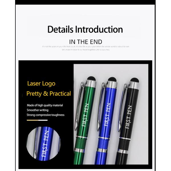 Business Office 2 in 1 Touch Screen Ballpoint Pen Stylus Pen With Laser Engraving Logo