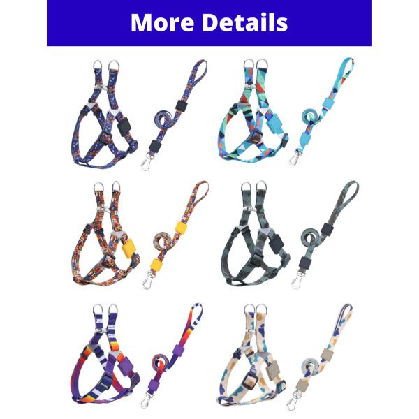 Durable Nylon Pet Harness And Leash Set Adjustable Safe Comfortable For Dogs