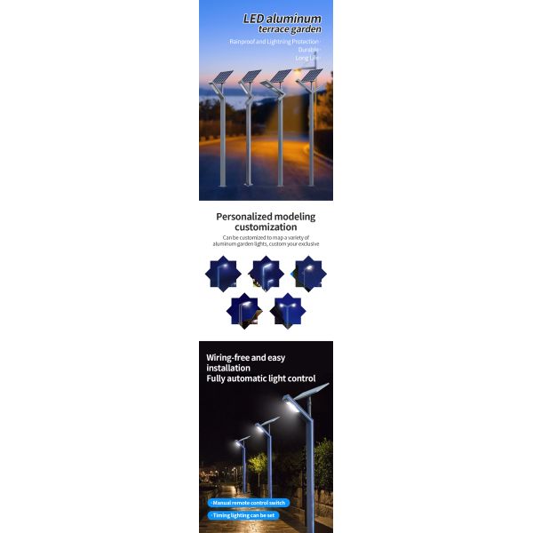 Lampes solaires à LED en aluminium étanches IP65 pour terrasse, jardin, villa, paysage, pelouse