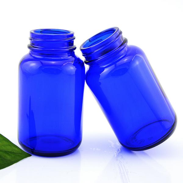 120ml 4oz Blue Plastic Pill Bottles , Wide Mouth Pharmacy Pill Bottles