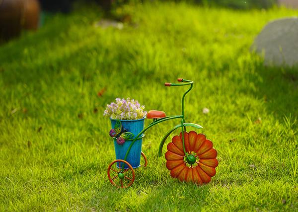 Decoração simples do vaso de flores da decoração do jardim do vaso de flores da bicicleta do metal