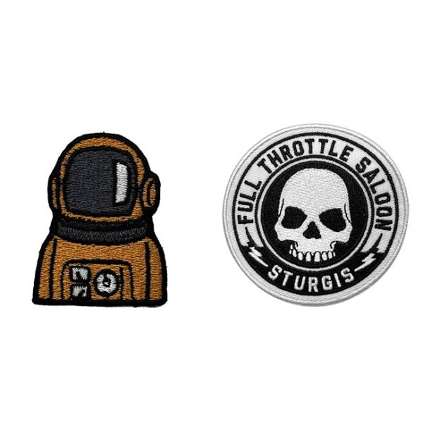 Twill Fabric Cotton Thread Full Embroidery Patch Astronaut Shape 9 CM With Iron On Backing