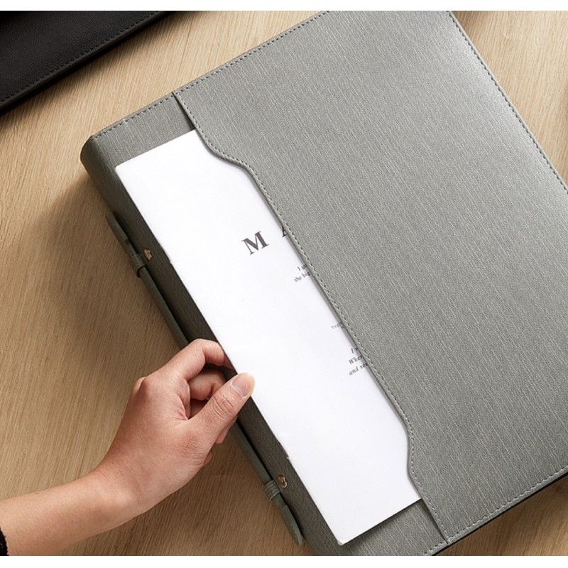Portable Conference Zipper A4 Leather Folder A4 PU Portfolio Binder Custom