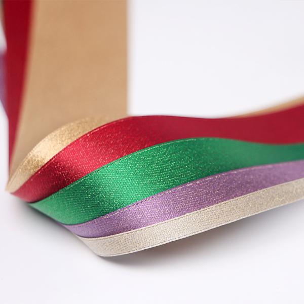 Gold Metallic Polyester Glitter Ribbon 35 Colors for Decoration Applications Only