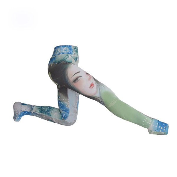 Красоты картин печати йоги носки одежды гетры йоги фитнеса быстро сухие длинные