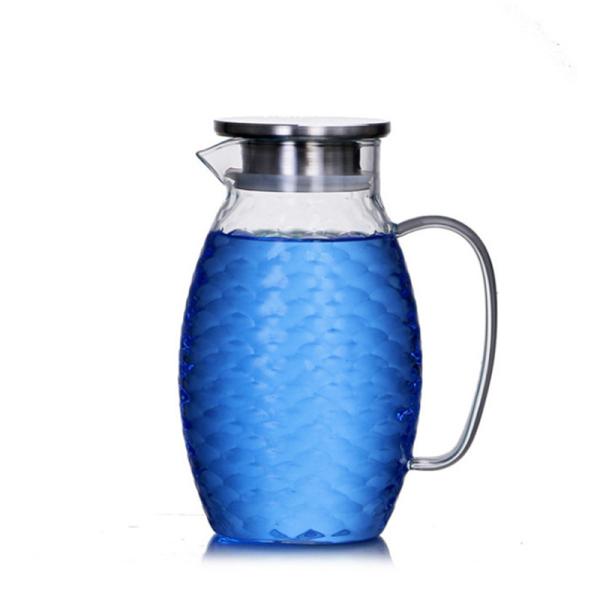 High Borosilicate Glass Pitcher , Drip Free Large Capacity Glass Water Carafe