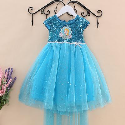 2016 Frozen series Elsa sequins summer new performance costume dress festival party dress with long cloak