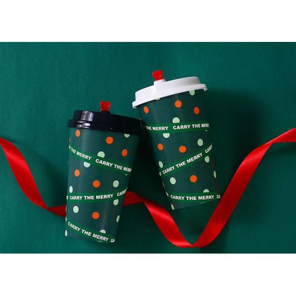 ODM 9oz Paper Disposable Christmas Cup For Drink Coffee Milk Tea