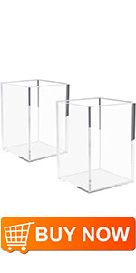 Acrylic Pen Holder 4 Compartments,Clear Pen Holder Organizer Makeup Brush Holder for Office Desk Accessories,Cosmetic