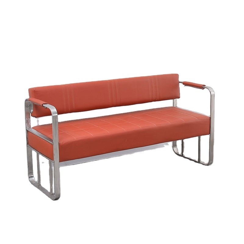 Modern Living Room Furniture Sofa Set with Single Leather Long Bench and Metal Sectional