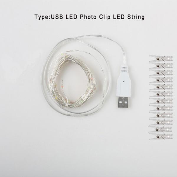 LED String Lights 2M/5M/10M Photo Clip Fairy Lights Outdoor Battery Operated Garland Christmas Decoration Party Wedding