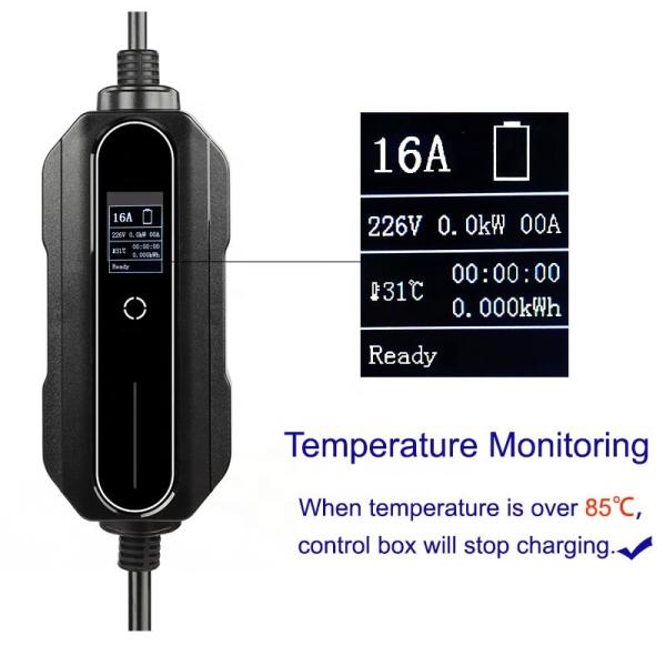 LED Screen Schuko Type 1 Portable EV Charger J1772 16A