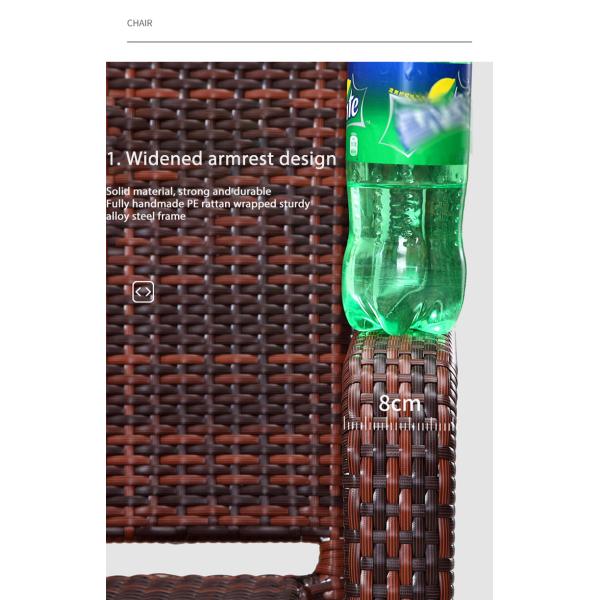 UV Resistant Fabric Outdoor Rattan Armchair For Household Wicker Arm Chair