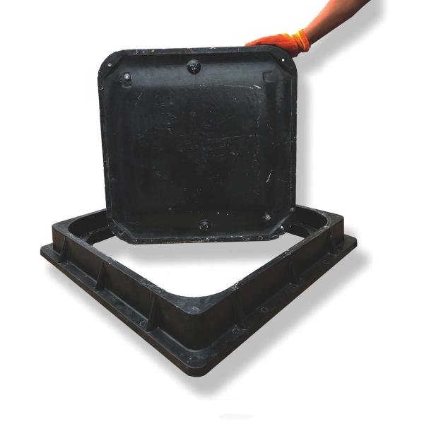 Corrosion Resistant FRP Manhole Cover 600*600mm Medium Duty En124 B125 SMC Manhole Cover with Lifting Tool Congo
