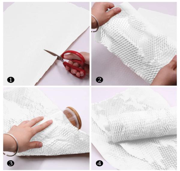 Custom Size Honeycomb Wrapping Paper Pure Wood Wrapping Paper Rolls White