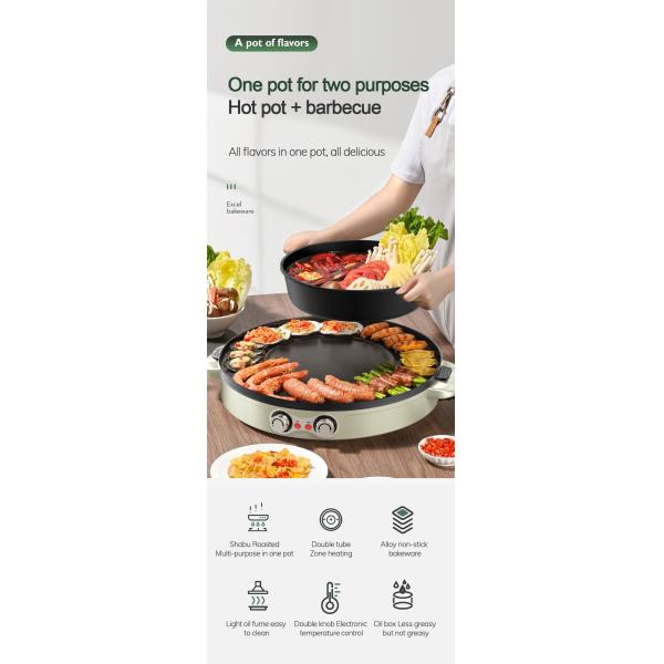 1700W Electric Grills Griddles Skillets all in one 36x11cm