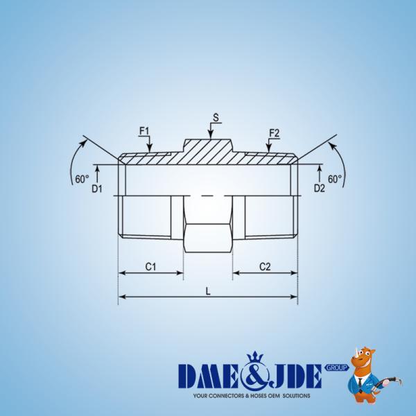 Durability Straight Hydraulic Hose Adaptors BSPT Male 60° DABTM128M