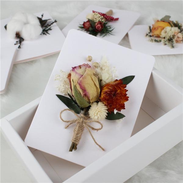 Custom Color Dried Flower Cards , Handmade Floral Cards For Valentine's Day Present