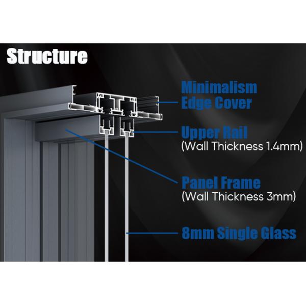 Narrow Frame Silent Interior Sliding Partition Doors Elegant Perfect System