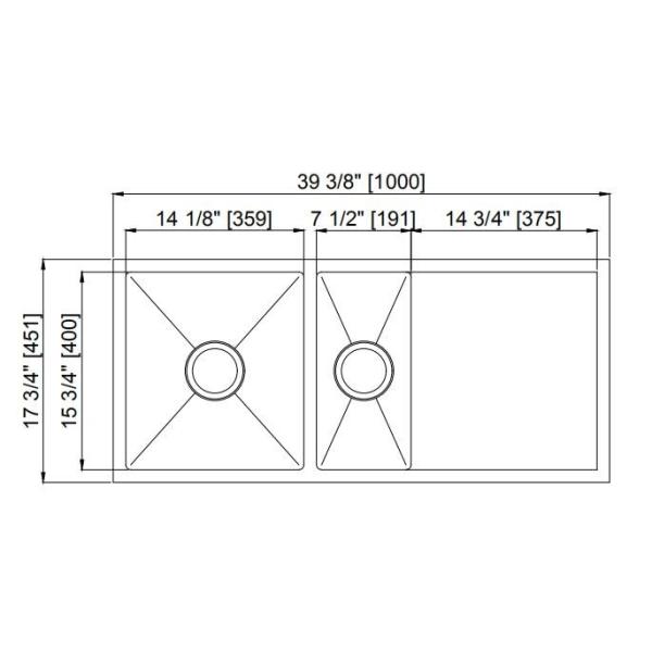 Раковина кухни нержавеющая с раковиной 70/30 домочадца Драйнбоард с Драйнбоард
