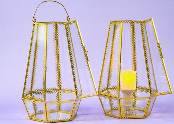 Hexagon portable glass wind lamp handle Europe decoration creative home glass greenhouse glass craft wind lamp