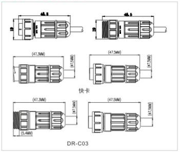 High Current Waterproof Plug Connector , 3 Pin Plastic Circular Connectors Gold Plated