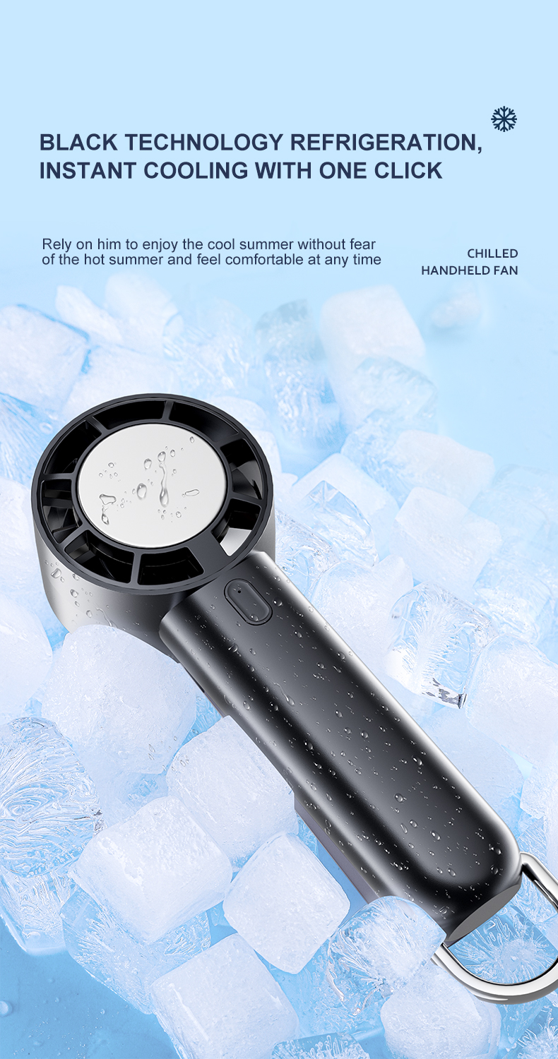 Custom New Personal Small Ice Compress Cooing Portable Usb Wholesale Mini Rechargeable Refrigeration Handheld Fan With Base
