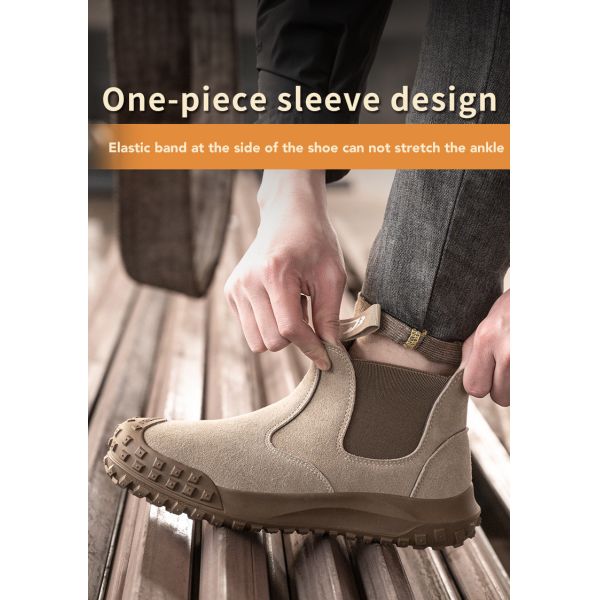 Suede Leather Chelsea Safety Shoes Steel Toe Safety Boots Kevlar Work Shoes Slip-Resistant Rubber Work Boots For Industrial Work
