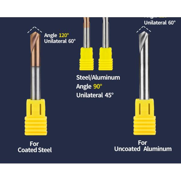 TiN Coating CNC Spot Drill Bits Diameter 4 6 8 10mm For Stainless Steel Aluminum Drilling