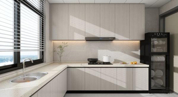 Durable and Stylish U-Shaped Wood Grain Stainless Steel Kitchen Cabinet