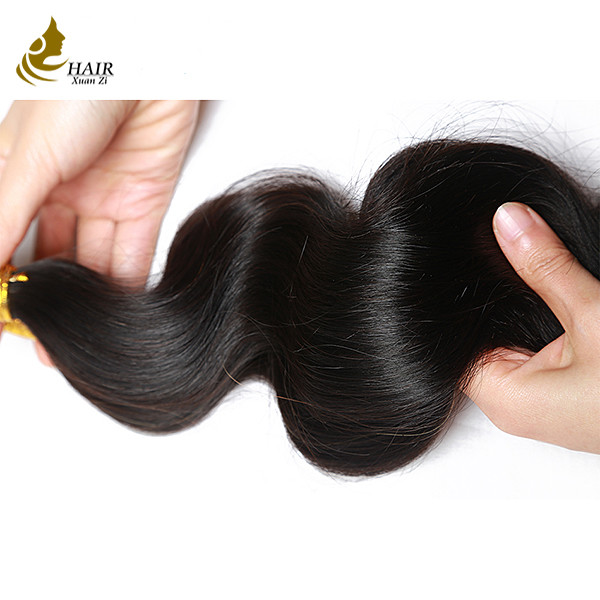 Stock Natural Black Body Wave Human Hair Weft Extension Brazilian Human Hair Bundles