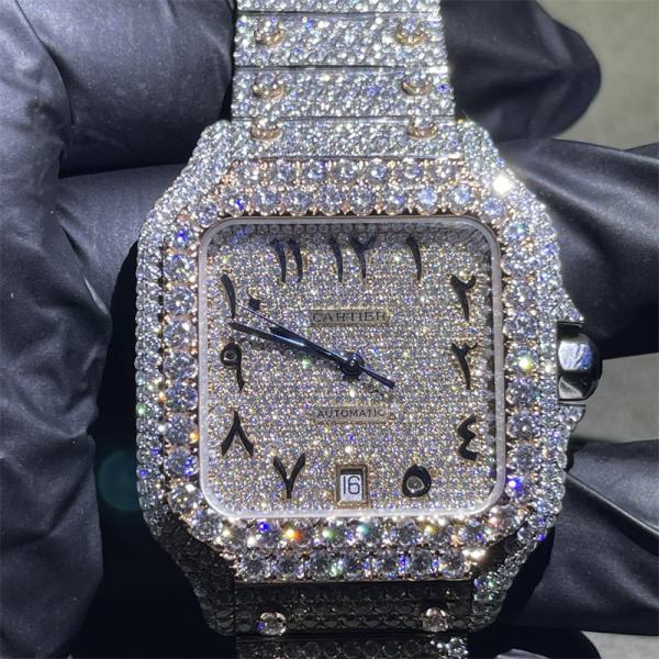 DEF Cartier Bussdown Watch Cartier Santos congelou para fora o OEM de Diamond Watch