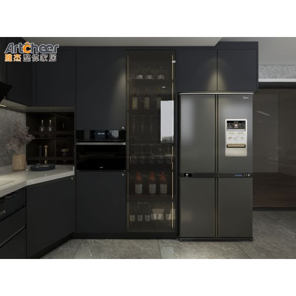 L Shape Solid Wood Kitchen Cabinet Free Standing with Customized Size for Modern Kitchens