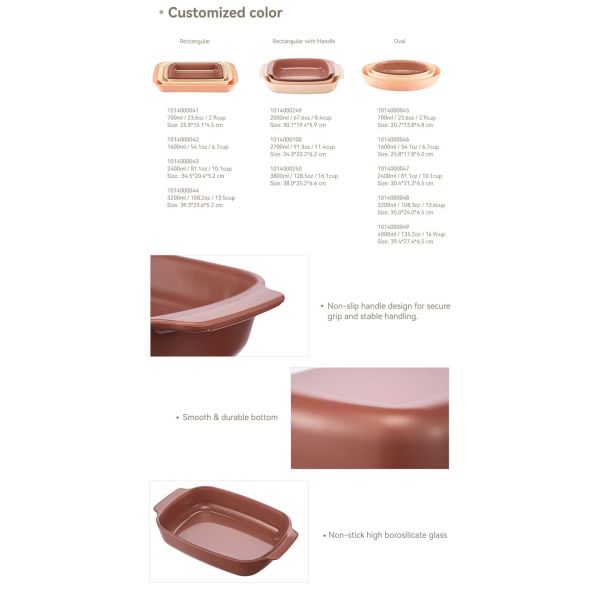 IKOO High Borosilicate Glass Baking Dish with 700ml to 3800ml Capacity and CA65 Certified Eco-Friendly Bakeware